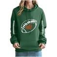 thumbnail image 1 of Women Game Day Heart Rugby Football Graphics Hoodies Trendy 2025 Fall Long Sleeve Drawstring Sweatshirt with Pockets, 1 of 3
