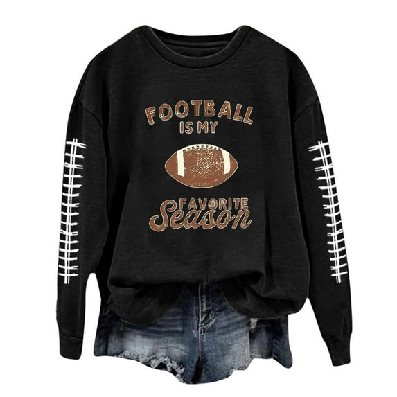 Women Game Day Sweatshirts Novelty Football Printed Long Sleeve Crew Neck Tops 2025 Fall Fashion Casual Classic Fit Blouses