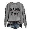 thumbnail image 1 of Women Game Day Sweatshirts Novelty Football Printed Long Sleeve Crew Neck Tops 2025 Fall Fashion Casual Classic Fit Blouses, 1 of 4