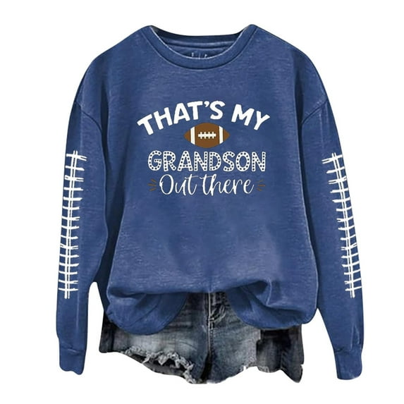 Women Game Day Sweatshirts Novelty Football Printed Long Sleeve Crew Neck Tops 2025 Fall Fashion Casual Classic Fit Blouses