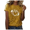 thumbnail image 1 of Women Game Day Tee Funny Football Glitter Print T-Shirt Casual Short Sleeve 2025 Squad Sport Season Tops, 1 of 5