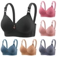 thumbnail image 1 of Women Gathering Breathable Everyday Bra, Bras, Daily Bra, Wireless, Smooth, Removable Pads, Comfortable, Lightweight, Soft, Women's, Plus Size, Large Bust, Comfort Fit | TruBelle,Gray XL, 1 of 3