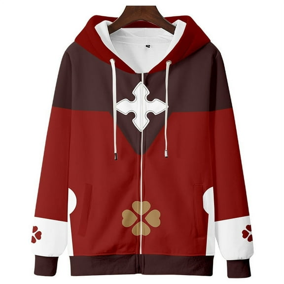 Women Genshin Impact Zipper Hoodies Unisex Cartoon Anime Zip Up Sweatshirt Kaedehara Kazuha Hip Hop Streetwear