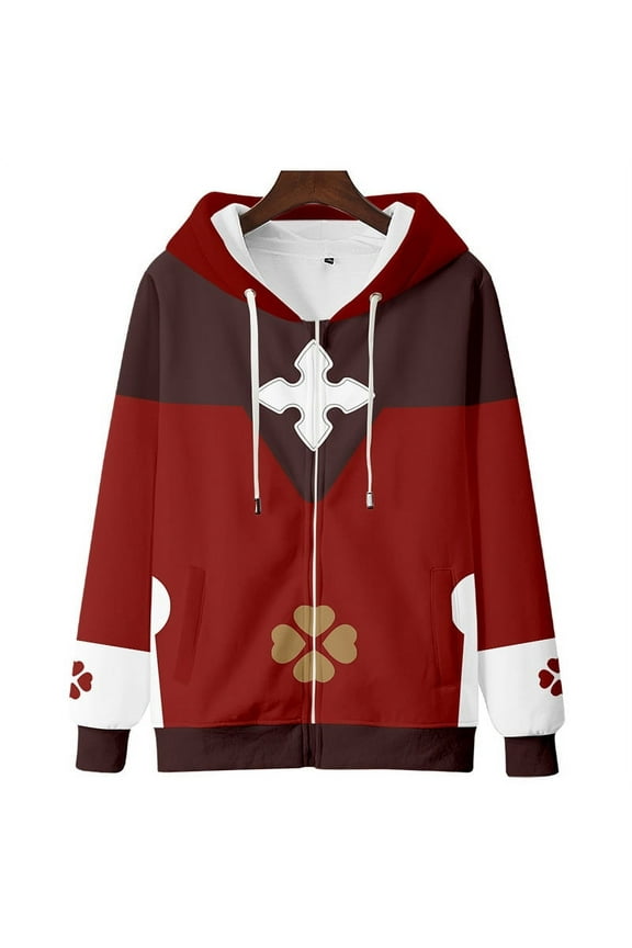 Women Genshin Impact Zipper Hoodies Unisex Cartoon Anime Zip Up Sweatshirt Kaedehara Kazuha Hip Hop Streetwear