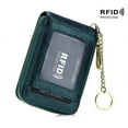 thumbnail image 1 of Women Genuine Leather ID Case Card Holder with Key Chain. 12 Credit Card Vertical Slots Fluorescent Minimalist Wallet Purse. RFID Blocking., 1 of 8