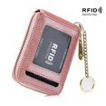 thumbnail image 1 of Women Genuine Leather ID Case Card Holder with Key Chain. 12 Credit Card Vertical Slots Fluorescent Minimalist Wallet Purse. RFID Blocking., 1 of 8