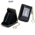 thumbnail image 1 of Women Genuine Leather ID Case Card Holder with Key Chain. 12 Credit Card Vertical Slots Fluorescent Minimalist Wallet Purse. RFID Blocking., 1 of 8