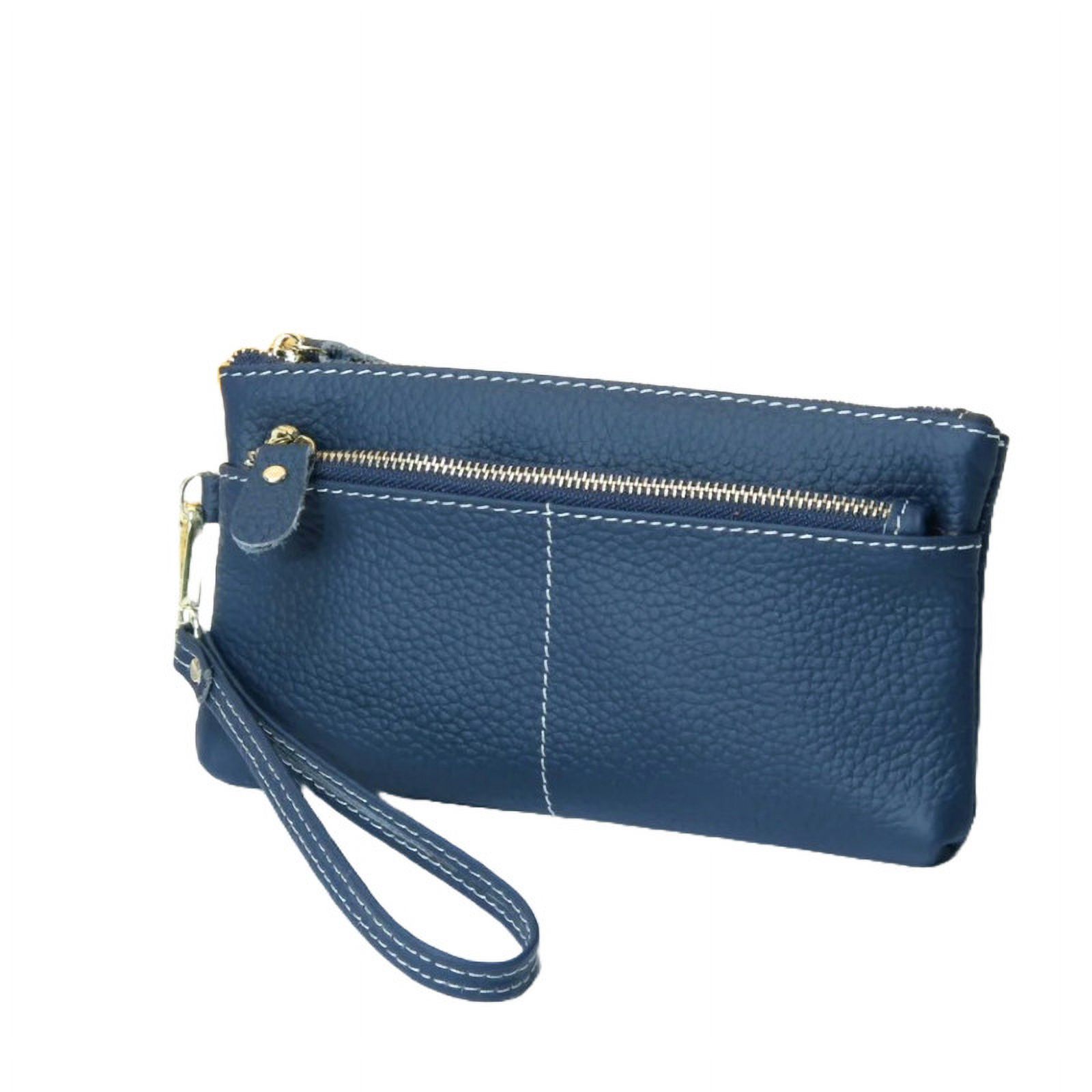 Women's Patent Leather Clutch Wallet With Wristlet - Blue, Shell Shape, Card Holder & Coin Purse, Elegance Style - View #7
