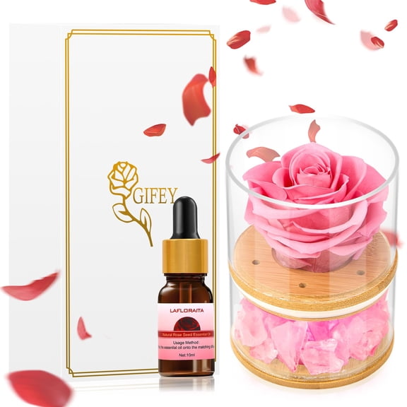 Women Gifts Christmas Flower Gifts Mom,Xmas Her,Preserved Pink Roses with Light,Forever Flowers Birthday Gifts Women,Wife,Girlfriend Gifts Ideas on Birthday,Anniversary,Valentines C113