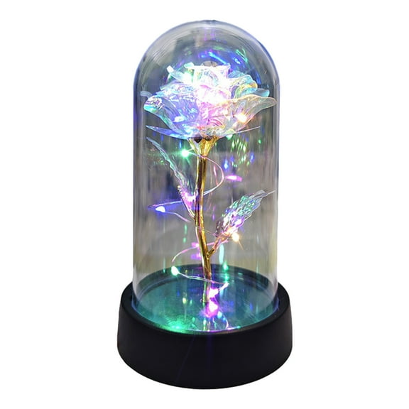 Women Gifts,Flower Lights,Gifts Birthday Gifts for Women Girlfriend, Colorful Artificial Flower Rose in Glass Dome with LED Light for Wife Grandma on Anniversary, Wedding(Gold)