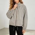 thumbnail image 1 of Women Gingham Bomber Jacket Plaid Hooded Oversized Cropped Zip Up Batwing Windbreaker with Pockets Outwear Coat Khaki L, 1 of 9