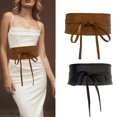 thumbnail image 1 of Women Girdle Smooth Faux Leather Solid Color Wide Lace Up Adjustable Anti-slip Firm Stitching Retro Slim Waist Decoration Dress Coat Sweater Waist Belt Waistband, 1 of 7