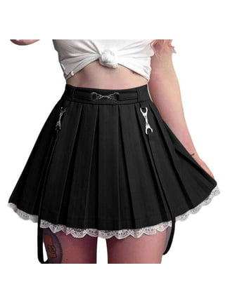 Goth Gothic Women Mini Skirts Grunge E-Girl High Raise Patchwork Partywear  Punk Emo Sexy Alt Clothes-Black,M : : Fashion