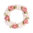 thumbnail image 1 of Women Girl Hair Accessories Headwear Headband High Elasticity Ponytail Holder Hair Tie Rubber Band Pearl Head Rope Pearl Rose Flower Hair Loop DARK PINK 2, 1 of 8