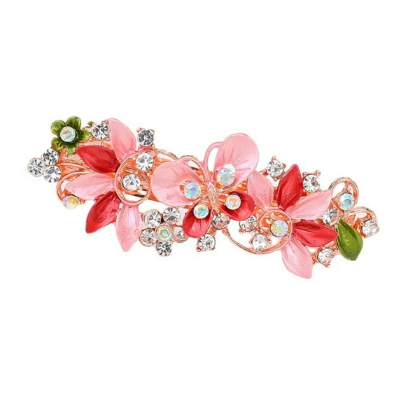 Women Girl Hair Clip, Fashion Elegant Shiny Rhinestone Flower Butterfly Decor Spring Grips Clamp Headwear Barrette Hair Jewelry Hair Accessories 1PC