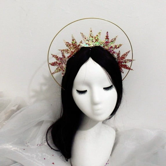 Women Girl Headdress Parts Vintage DIY Crown Material Kits Gothic Lolita Tiara Sun Goddess Headwear Wedding Headpiece 09