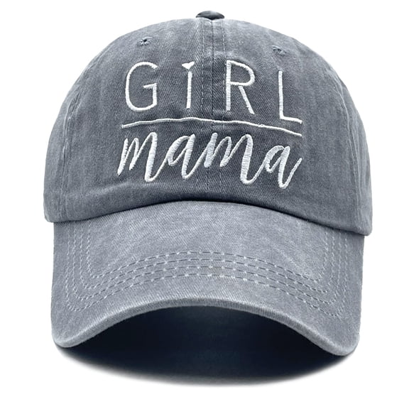 Women Girl Mama Hat, Washed Adjustable Embroidery Mom Baseball Cap