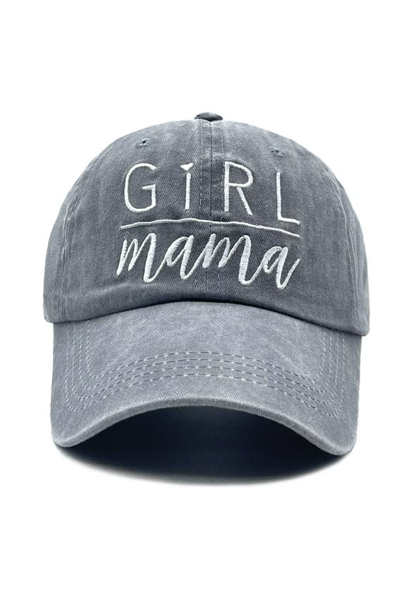 Women Girl Mama Hat, Washed Adjustable Embroidery Mom Baseball Cap