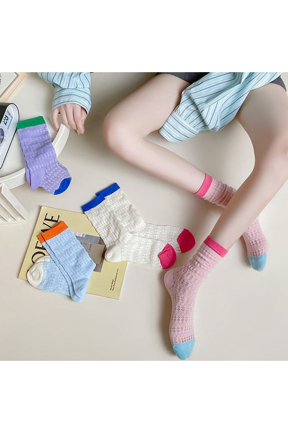 Women Girl Mesh Sheer Crew Sock Silk Lace Thin See Novelty Valentine Gift Sock