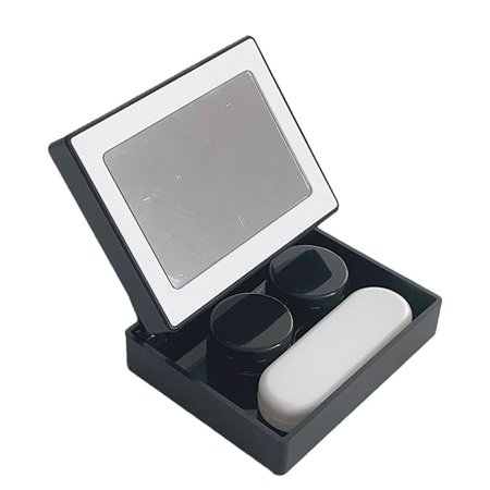 Women Girl Storage Contact Lens Companion Box with Light with Mirror Contact Lens Case Contact Lens Box Care Box Lens Cover Container Meitong Box BLACK WITHOUT LIGHT