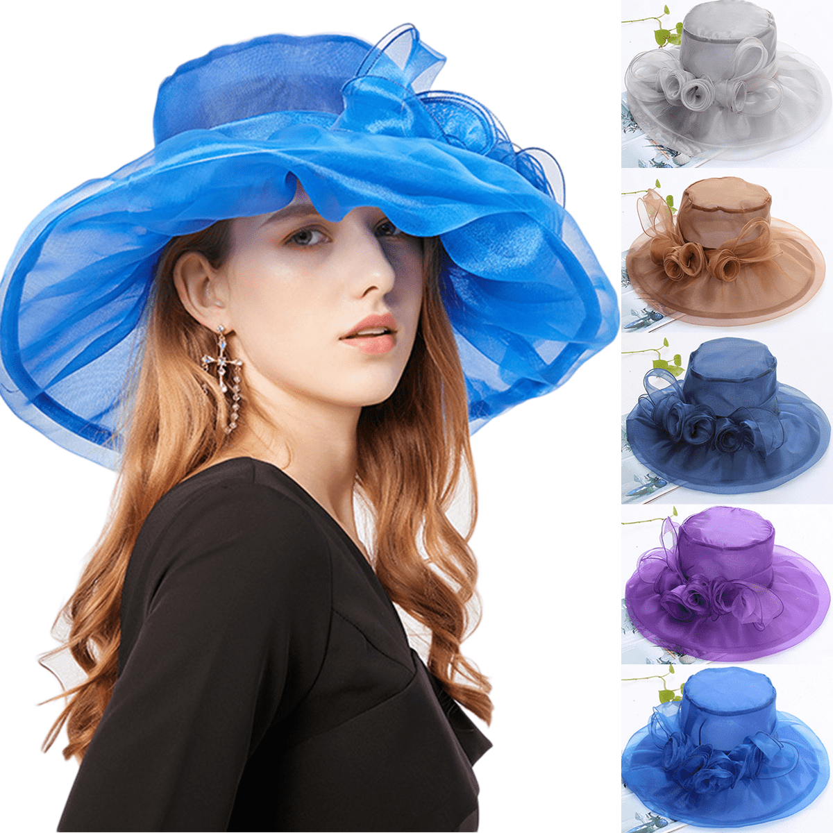 Women Girl Tea Party Fascinator Hat Church Funeral Cocktail Easter British Organza Veil Dress Hat Cap Walmart