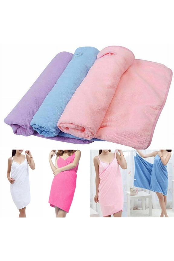 Women Girl Wearable Bath Towel Wrap Soft Fast Drying Beach Spa Wrap Skirt Bathrobe