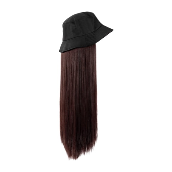 Women Girl Wig Hat Fisherman Cap with Synthetic H Fashion Portable Extension Long Straight Wigs Hats