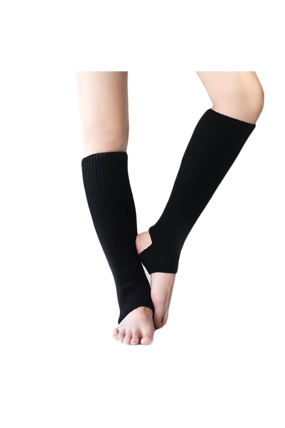 Women Girls Ballet Dance Stirrup Leg Warmers Ribbed Knit Latin Knee High Socks