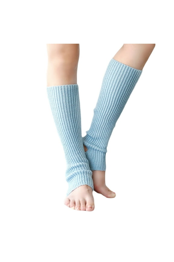 Women Girls Ballet Dance Stirrup Leg Warmers Ribbed Knit Latin Knee High Socks