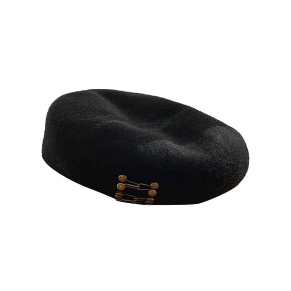 Women Girls Beret Hat, Fashion Adjustable Metal Button Soft Skin-friendly Faux Wool Autumn Winter Head Warm Beanie Cap for Casual Daily Wear