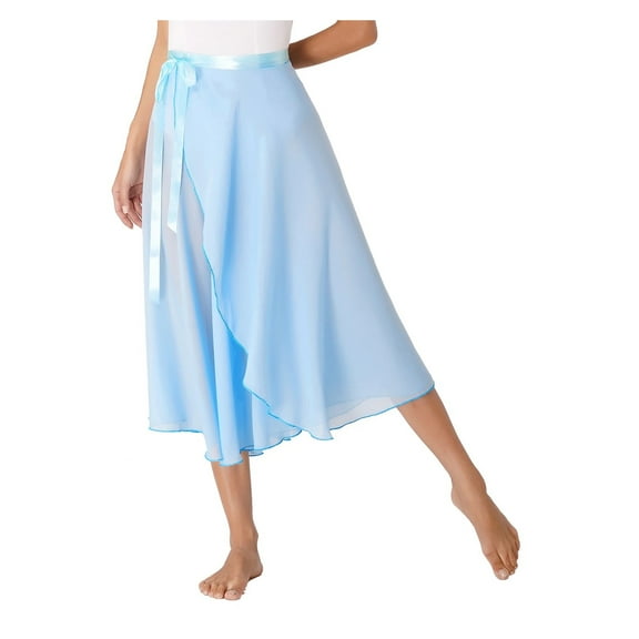 Women Girls Chiffon Ballet Dance Skirt Classic Sheer Long Irregular Mesh Skirt Dancewear Lace-up Wrap Scarf Gymnastics Skirts