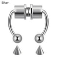 thumbnail image 1 of Women Girls Clip-On Nose Hoop Rings 316L Stainless Steel Faux Septum Rings Fake Nose Piercings Fake Nose Rings Nose Ring Hoop Magnetic Nose Ring SILVER (STYLE 5), 1 of 8