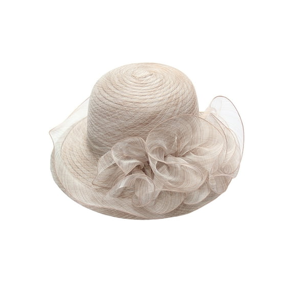 Women Girls Crochet Brim Sun Hat Fashion Bucket Hat Bowknot Lace Shade Summer Hat for Wedding Party Church Holidays