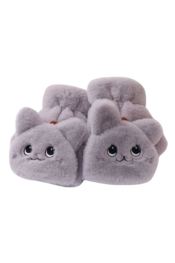 Women Girls Cute Panda Cat Mittens Gloves Fingerless Half Finger Thick Winter