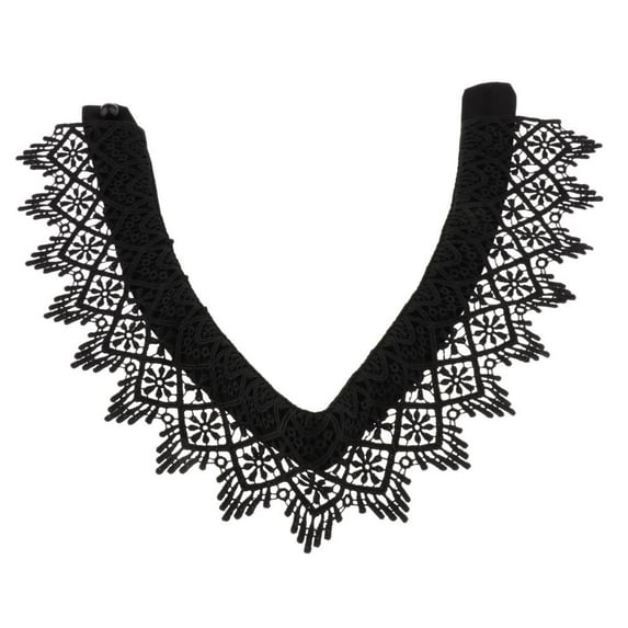 Women Girls Detachable Fake Collar Lapel Floral Shirt False Collar Choker Black
