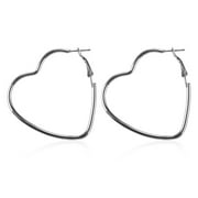 LICILICI Women Girls Exaggerated Hollow Heart Statement Earrings Women Jewelry Hook Dangle Drop Hoop Earings Birthday Gifts Silver