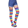 thumbnail image 1 of Women Girls Fancy Rainbow Colorful Stripes Over Knee Long Socks Cospla, 1 of 15