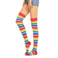 thumbnail image 1 of Women Girls Fancy Rainbow Colorful Stripes Over Knee Long Socks Cospla, 1 of 15