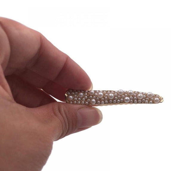 Women/Girls Fashion Alligator Clip for Hair, Shiny Alloy Pearl Hairdressing Styling Crocodile Clip