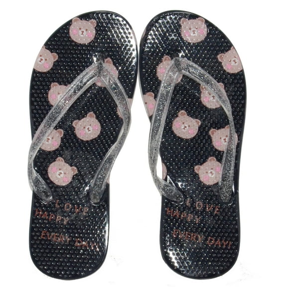 Women Girls Fashion Summer Beach Travel Outdoor Indoor Bathroom Flip Flops Slippers Sandals Black - US 9 / EU 40