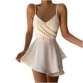 thumbnail image 1 of Women Girls Going Out Summer Romper Sexy Boho Spaghetti Strap Wrap Jumpsuit A-Line Ruffle Wide Leg Tank Shorts Romper, 1 of 7