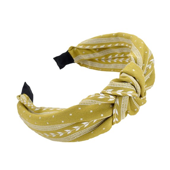 Women Girls Headband, Fashion Casual Leaves Pattern Cross Knot Design Cozy Cloth Wide Plain Hairband Hair Hoop Hair Accessories for Daily Wear