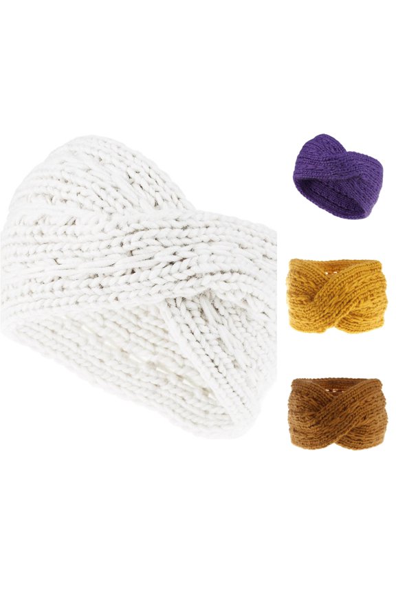 Women Girls Headbands Winter Headband Ear Warmer Head Wraps Textu Solid Brimmed Hat One Size