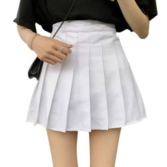 Women Girls High Waist Mini Skater Skirt Flared Casual Pleated Short Skirt,School Uniform Pleated Skater Tennis Skirt with Lining Shorts A-line Mini Skirt