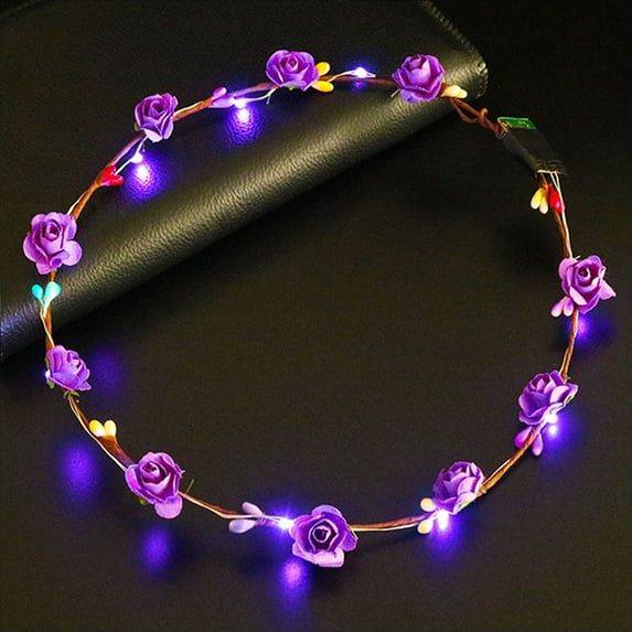 ✪ Women Girls LED Light Up Flower Headband Flashing Glow Crown Party Hair Wreath