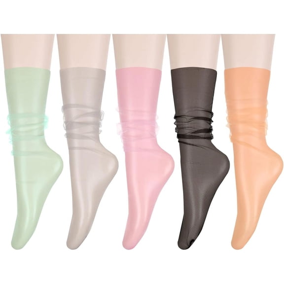 Women Girls Lace Socks Sheer Loose Socks Decorated Mesh Tulle Socks Transparent See Through Lace Slouch Socks