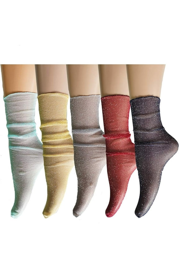 Women Girls Lace Socks Sheer Loose Socks Decorated Mesh Tulle Socks Transparent See Through Lace Slouch Socks