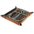 thumbnail image 1 of Women Girls Leather Square Dish Trinket Plate Jewelry Tray, Blue Anchor Brown Wooden Flag Mothers Day Birthday Gift, 20.5x20.5cm, 1 of 6