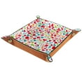 thumbnail image 1 of Women Girls Leather Square Dish Trinket Plate Jewelry Tray, Colorful Hearts Love Pattern Flag Mothers Day Birthday Gift, 20.5x20.5cm, 1 of 6