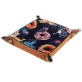 thumbnail image 1 of Women Girls Leather Square Dish Trinket Plate Jewelry Tray, Galaxy Donuts Cat Flag Mothers Day Birthday Gift, 20.5x20.5cm, 1 of 6